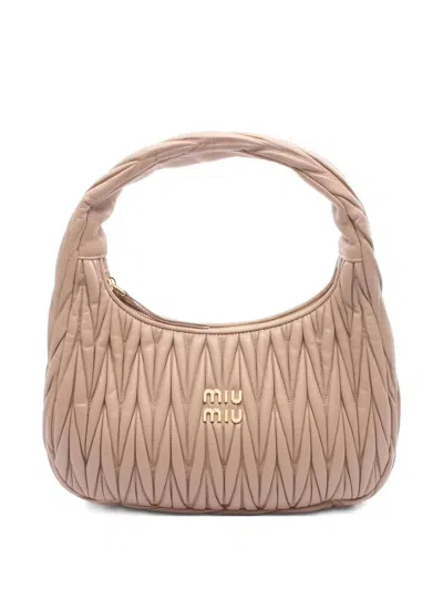 Pre-owned Miu Miu Matelassé Mew Wonder Handbag In Pink