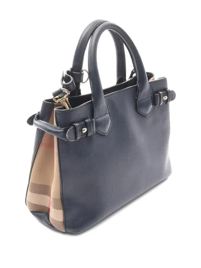 Pre-owned Burberry 2000s House Check Banner Handbag In Blue