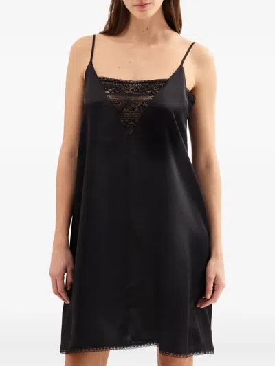 Eres Invisible Lace-insert Silk Nightdress In Black