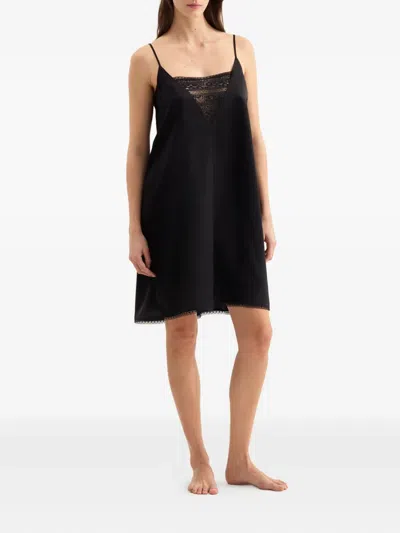 Eres Invisible Lace-insert Silk Nightdress In Black