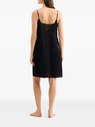 Eres Invisible Lace-insert Silk Nightdress In Black