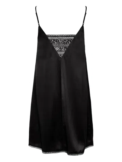Eres Invisible Lace-insert Silk Nightdress In Black
