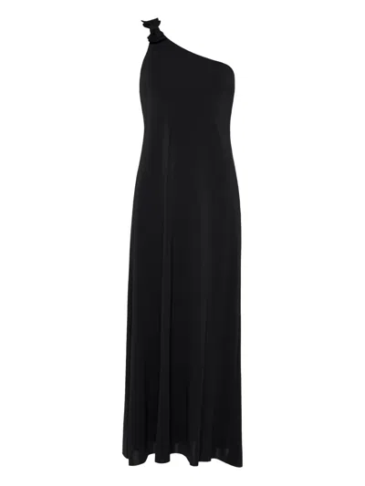 Eres Bow-detail One-shoulder Maxi Dress In Black