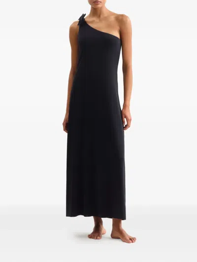 Eres Bow-detail One-shoulder Maxi Dress In Black