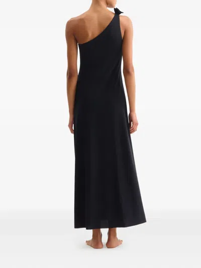 Eres Bow-detail One-shoulder Maxi Dress In Black