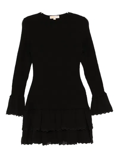 Michael Kors Smocked Mini Dress In Black