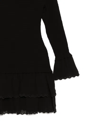 Michael Kors Smocked Mini Dress In Black