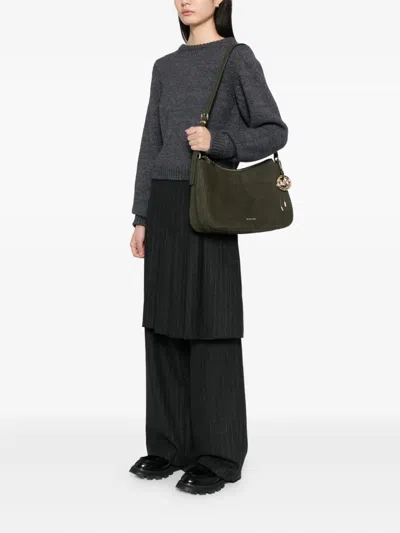 Michael Kors Soft Calfskin Shoulder Bag In Deep Green In Green