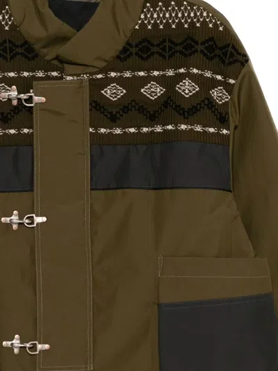 Croquis Pattern-panelled Padded Jacket In Green