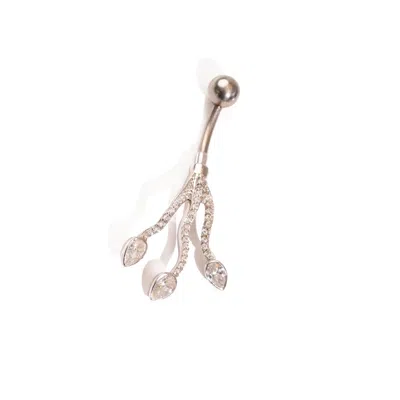 Ebru Jewelry Women's Triple Drop Diamond Sterling Silver Belly Piercing - Silver In Gold