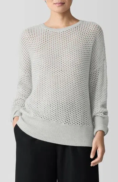 Eileen Fisher Merino Crew Neck Top In Regenerative Wool In Gray