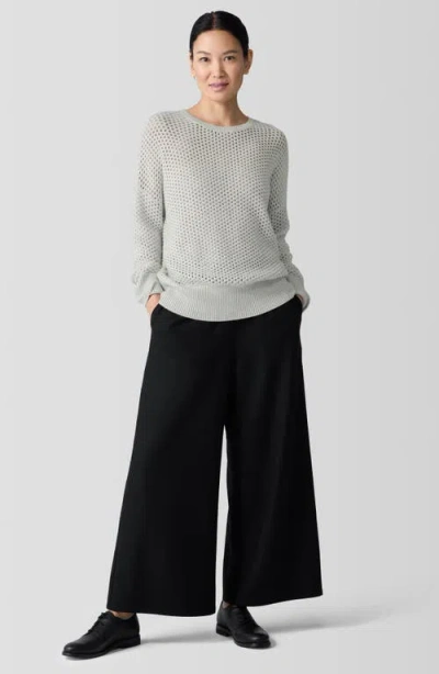 Eileen Fisher Merino Crew Neck Top In Regenerative Wool In Gray