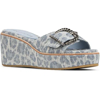 Donald Pliner Alfee Platform Wedge Slide Sandal In Blue