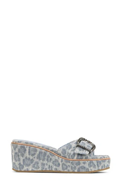 Donald Pliner Alfee Platform Wedge Slide Sandal In Blue