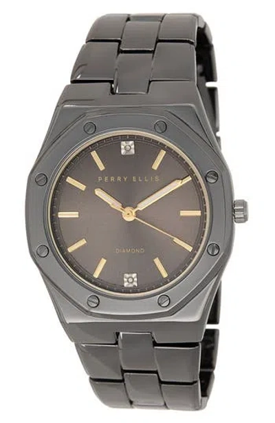 Perry Ellis Slim Diamond Bracelet Watch, 40mm In Gray