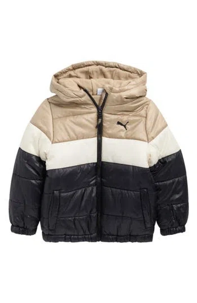 Puma Kids' Colorblock Water Resistant Puffer Jacket In Brown