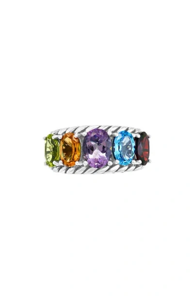 Effy Sterling Silver Mixed Gemstone Ring In Metallic