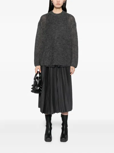 Less Wool Pleated Skirt In Gray