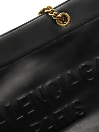 Pre-owned Balenciaga 2010s Chain Leather Shoulder Bag In Black