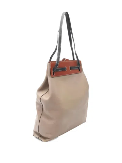 Pre-owned Loewe 2000s Lazo Shoulder-strap Tote Bag In Neutral