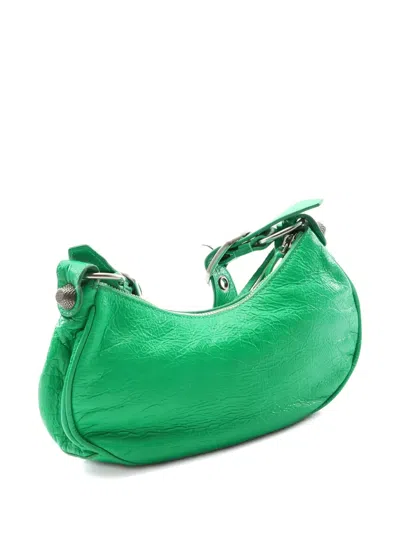 Pre-owned Balenciaga 2010s Studded Leather Shoulder Bag In Green