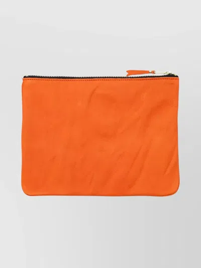 Comme Des Garçons Leather Textured Rectangular Clutch Bag In Orange