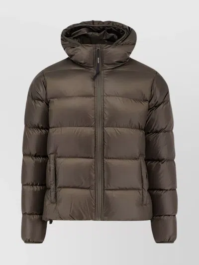 Aspesi Nylon Down Jacket Featuring Adjustable Elements In Brown