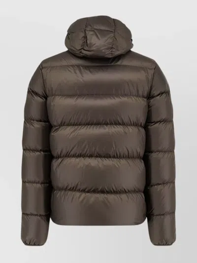 Aspesi Nylon Down Jacket Featuring Adjustable Elements In Brown