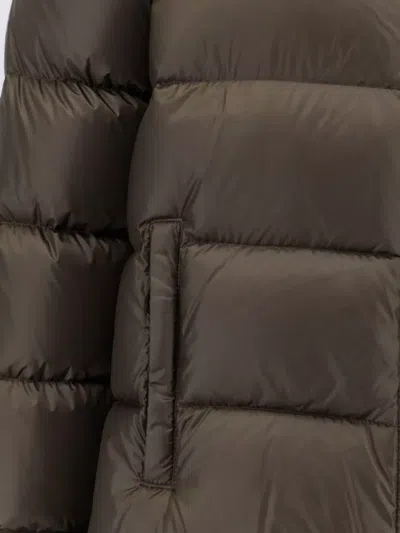 Aspesi Nylon Down Jacket Featuring Adjustable Elements In Brown