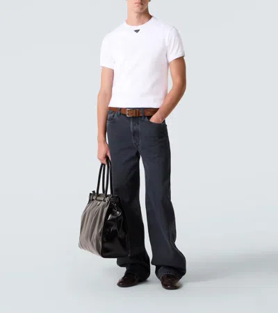 Prada T-shirt With Triangular Plaque In White