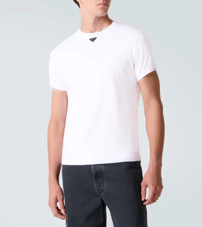 Prada T-shirt With Triangular Plaque In White