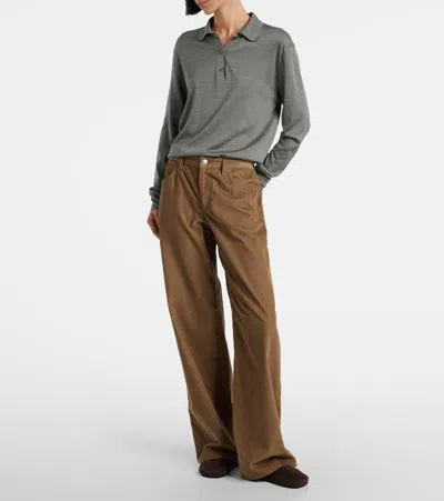 The Row Eglitta Corduroy Straight Leg Pants In Neutral