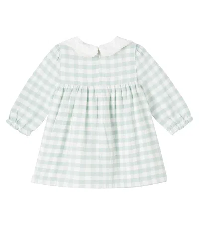 Tartine Et Chocolat Baby Embroidered Gingham Cotton Dress In Green
