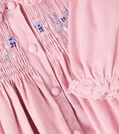 Tartine Et Chocolat Baby Crochet-trimmed Cotton Corduroy Dress In Pink