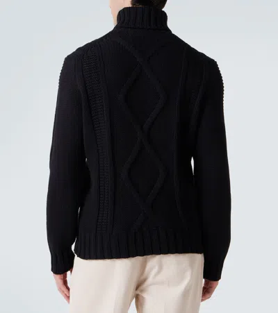 Brunello Cucinelli Cable-knit Cashmere Turtleneck Sweater In Black