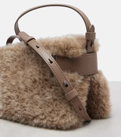 Brunello Cucinelli Small Shearling Clutch In Brown