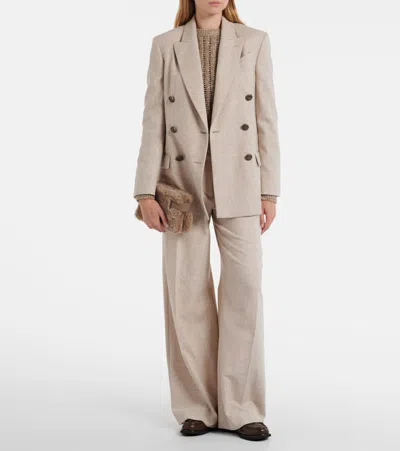 Brunello Cucinelli Small Shearling Clutch In Brown