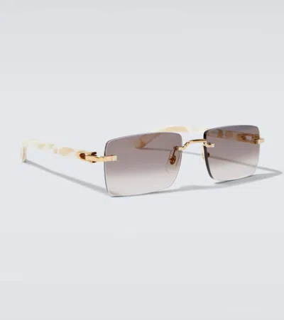 Cartier Signature C De  Rectangular Sunglasses In Brown