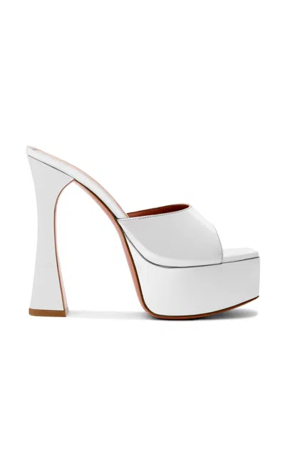 Amina Muaddi Dalida Metallic Leather Platform Sandals In Silver