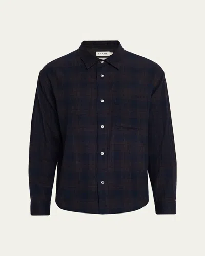 Frame Long Sleeve Button Front Wool Shirt In Blue