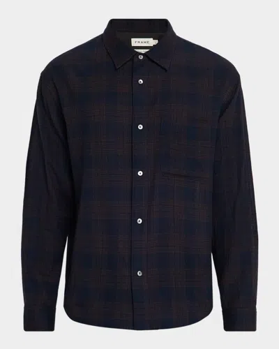 Frame Long Sleeve Button Front Wool Shirt In Blue