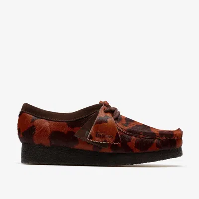 Clarks Cow Hair Wallabee Shoes Brown Cow Print In Brown