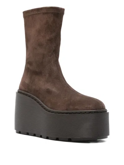 Vic Matie Magnifico 350 High Heels Ankle Boots In Brown Suede In Brown