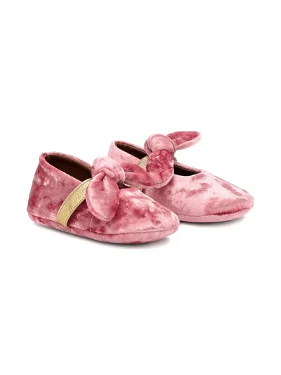 丝绒蝴蝶结芭蕾平底鞋