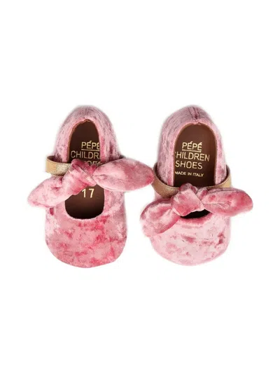 丝绒蝴蝶结芭蕾平底鞋