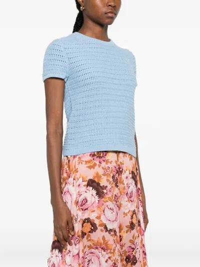 Chloé Women Cotton Knitted Top With Logo In Animal Print
