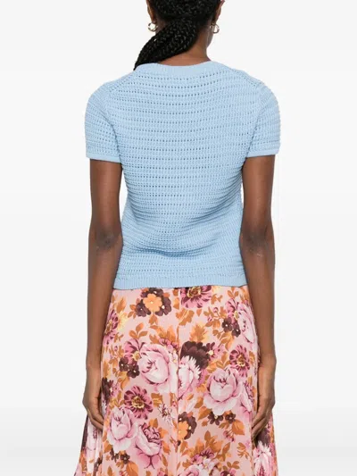 Chloé Women Cotton Knitted Top With Logo In Animal Print