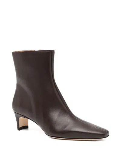 Staud Wally Leather Ankle Boots In Brown