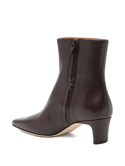 Staud Wally Leather Ankle Boots In Brown