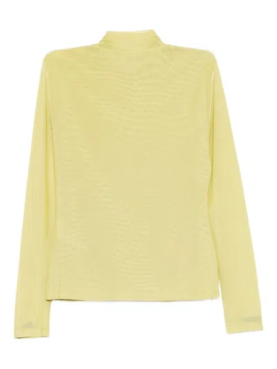 Karl Lagerfeld Mesh Long-sleeves Top In Green